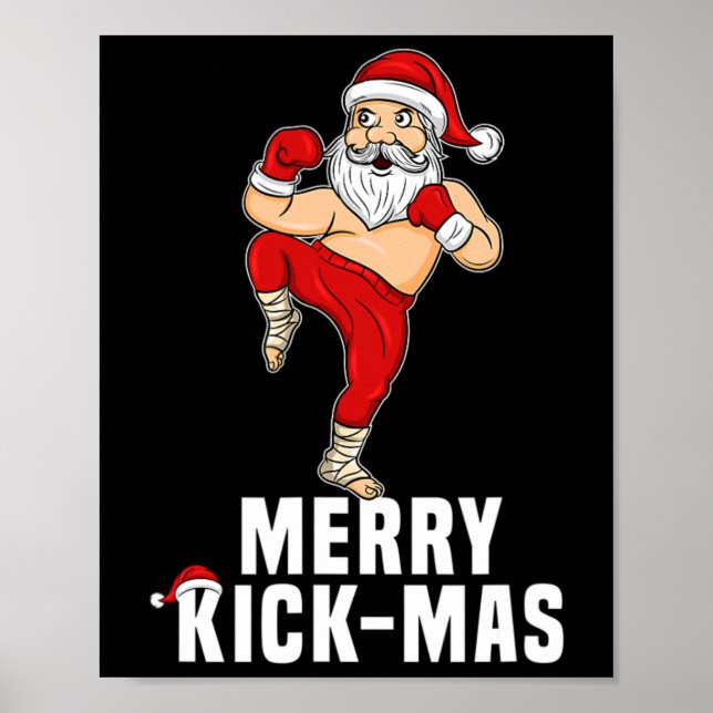 Julkickboxning Tomte God Julklapp För  Poster (Framsidan)