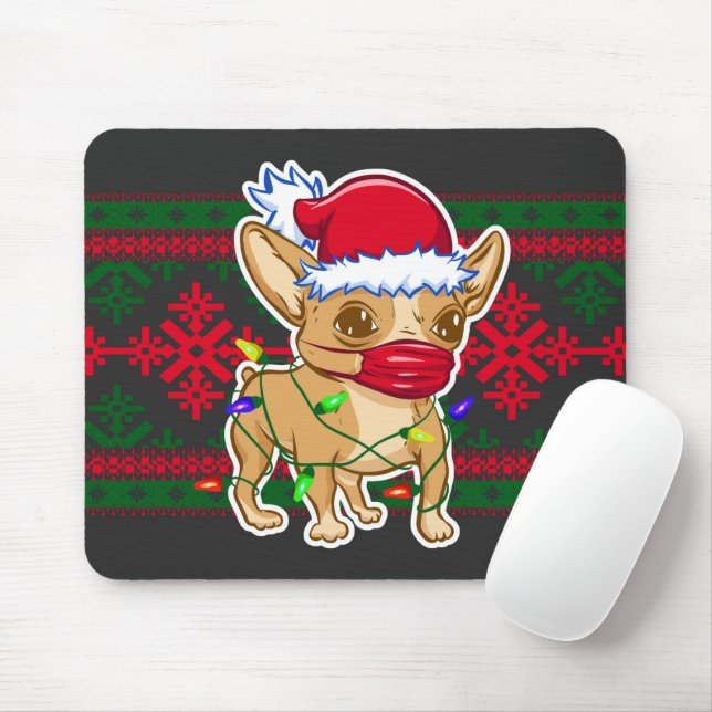 Julkihuahua med en maskmask musmatta (Med mus)
