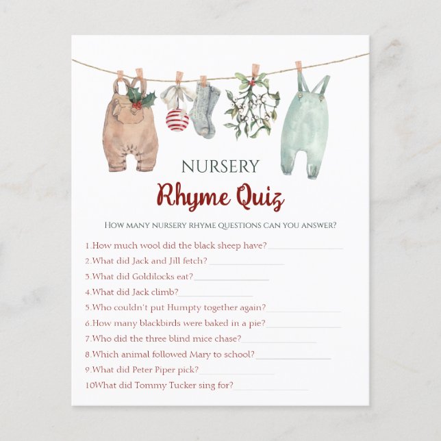 Julkläder Barnkammarrim Quiz (Framsida)