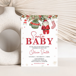 Julkläder i Santa Baby Baby Shower Inbjudningar