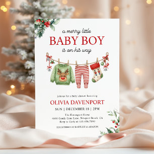 Julklädstreck Glad liten pojke Baby Shower Inbjudningar