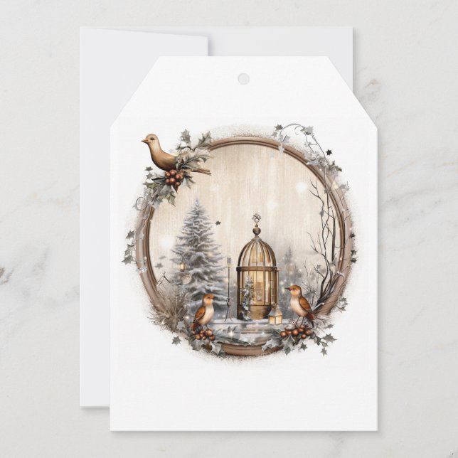 Julklämma med vinterskog tack kort (Framsida)