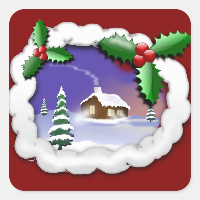 julklämmor fyrkantigt klistermärke (Framsida)