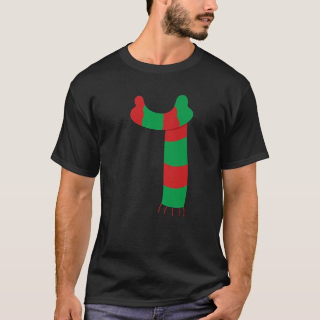 Julklänning Uppåt Vinter Scarf Necktie Ugly Julaft T Shirt (Framsida)