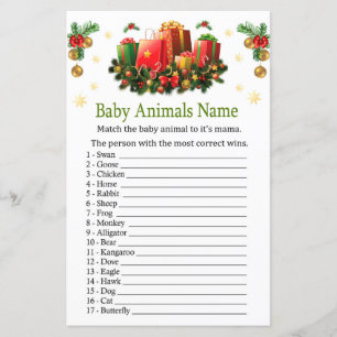 Julklapp Baby djur Namn-spel