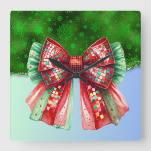Julklapp Croquette Bow Bling Glitter Julafton Fyrkantig Klocka