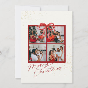 Julklapp Fotocollage Presentkort Röd Slinga Inbjudningar