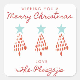 julklapp fyrkantigt klistermärke