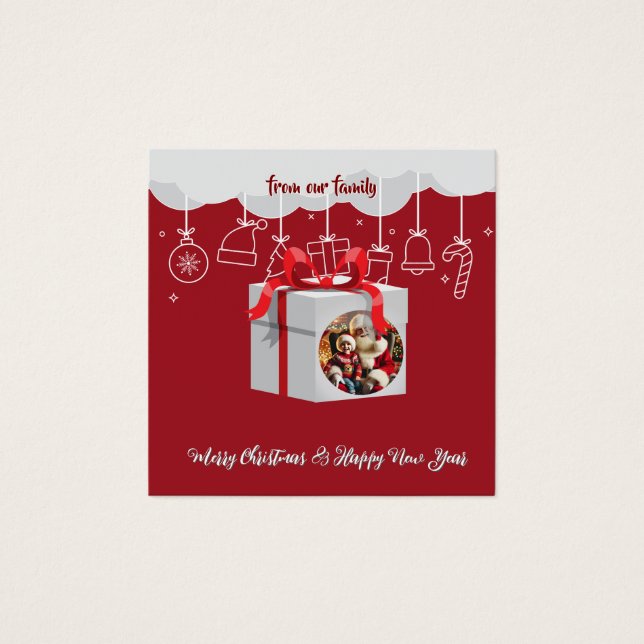 julklapp fyrkantigt visitkort (Framsida)