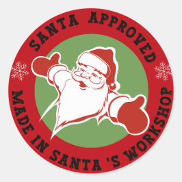 Julklapp Godkänd av Tomten Röd Runt Klistermärke