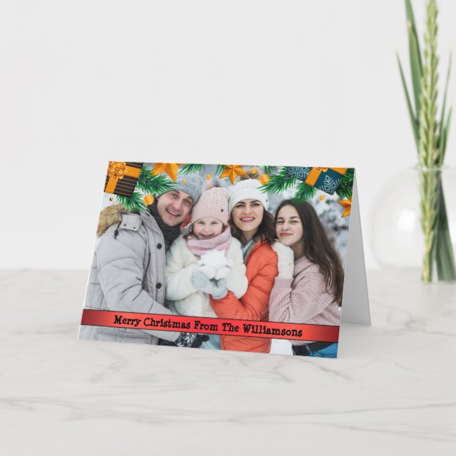 Julklapp Gräs Boughs Ram Photo Helgkort (Framsida)