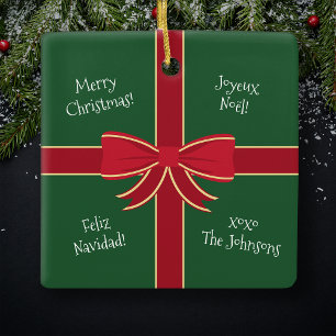 Julklapp Hälsning med Namn Julgransprydnad Keramik
