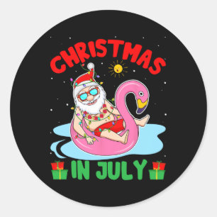 Julklapp i juli - Tropisk jultomte som surfar Runt Klistermärke
