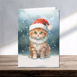 julklapp i Santa Hat i vinterfamiljen Kort