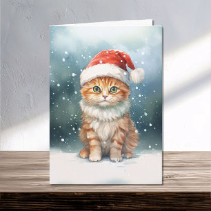 julklapp i Santa Hat i vinterfamiljen Kort