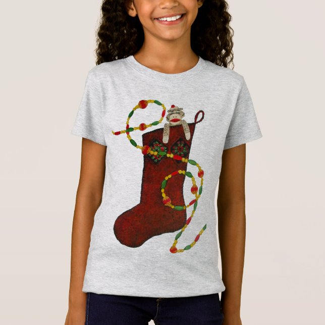 julklapp i Sock monkey T Shirt (Framsida)
