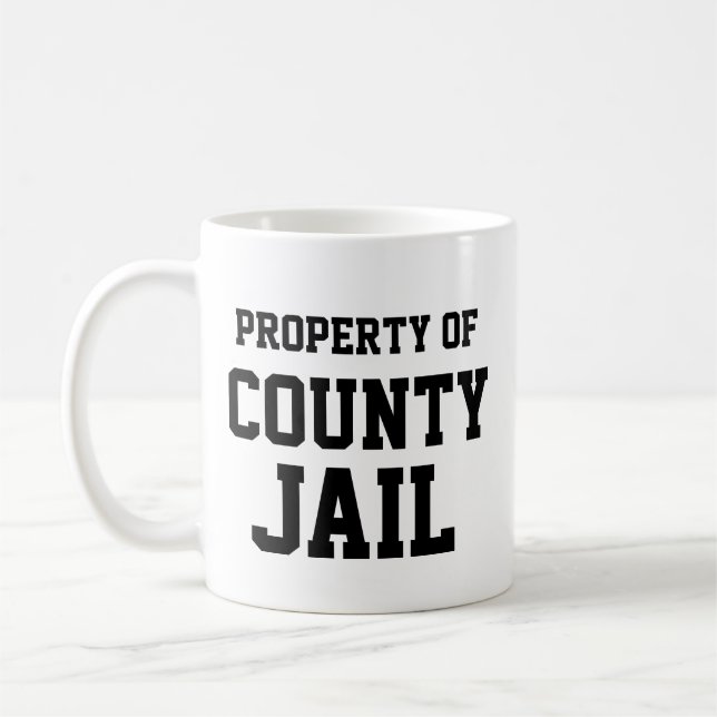 Julklapp Idea FUNny Novelty COUNTY JAIL Kaffemugg (Vänster)