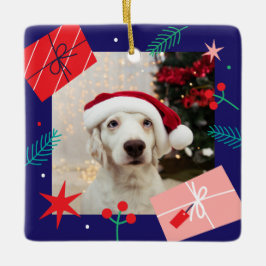 Julklapp (lägg till ditt eget foto) keramiskt elle julgransprydnad keramik