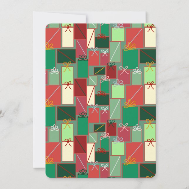 Julklapp med Rosett band och Bows Inbjudningar (Framsida)