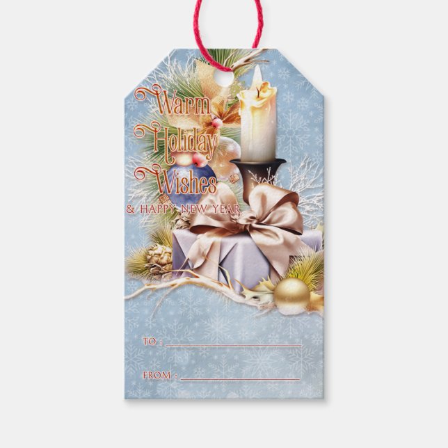 Julklapp och Candle Warm Helgdag Önskemål Presentetikett (Framsidan)