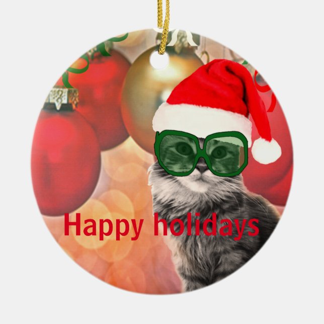 julklapp på en julklapp i boll julgransprydnad keramik (Framsidan)