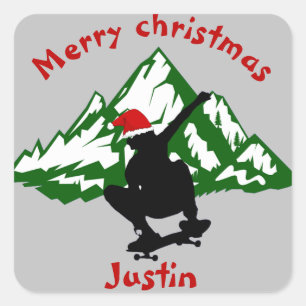 julklapp, personlig namn fyrkantigt klistermärke