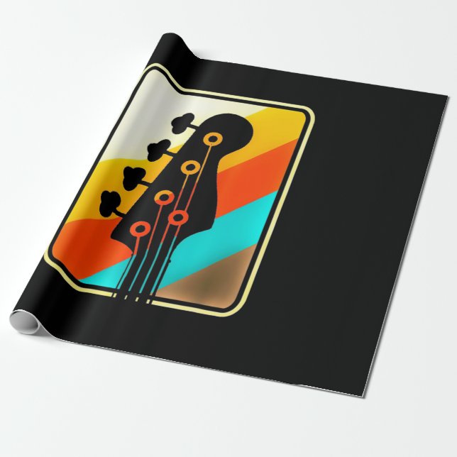 Julklapp | Retro Vintage Gitarrspelare Presentpapper (Utrullad)