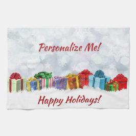 Julklapp skrotade gåvor Lycklig Helgdag Kökshandduk