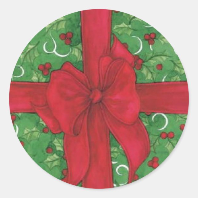 Julklapp Sticker Runt Klistermärke (Framsida)
