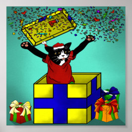 Julklapp Surprise Cat Poster
