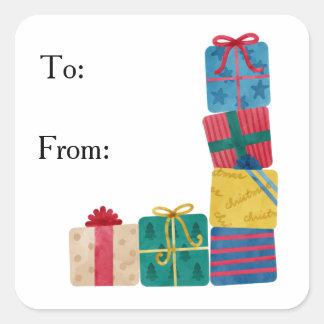 Julklapp till och från märkord för gift fyrkantigt klistermärke