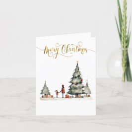 Julklapp under träd helgkort