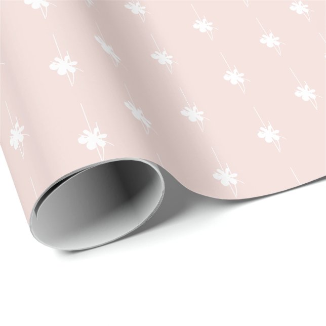  julklapp, vit rosa snöflingor, söt gåva presentpapper (Rullad Hörn)