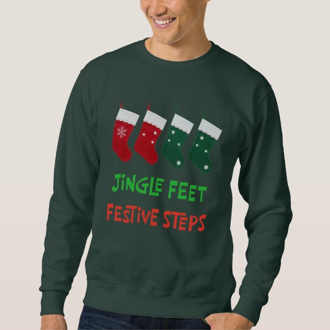 Julklappar med klingande fötter Juldesign Lång Ärmad Tröja (Framsida)
