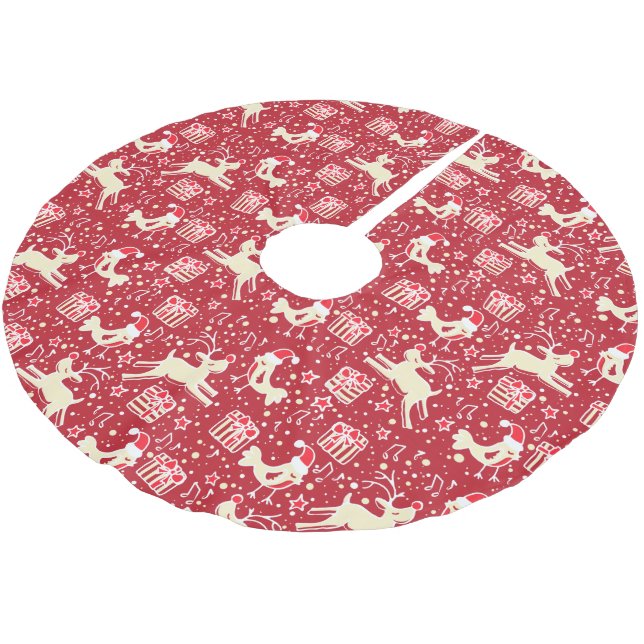 julklappar och rödskinn från fåglar julgransmatta borstad polyester (Vinklad)