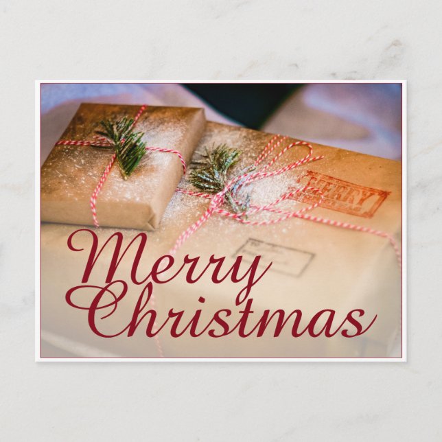 Julklappar som julmotiv helg vykort (Framsida)