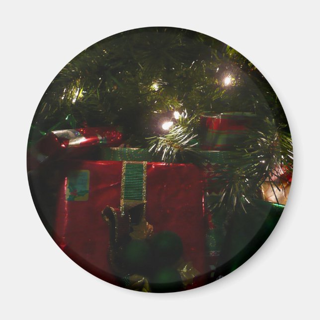 Julklappar under trädet julfirande magnet (Framsidan)