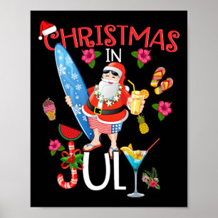 Julklapps-T-shirt Rolig Tomte Sommar Strand Poster