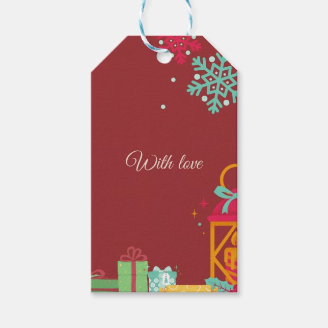 Julklappsetikett – Festlig Holiday Design Presentetikett (Framsidan)
