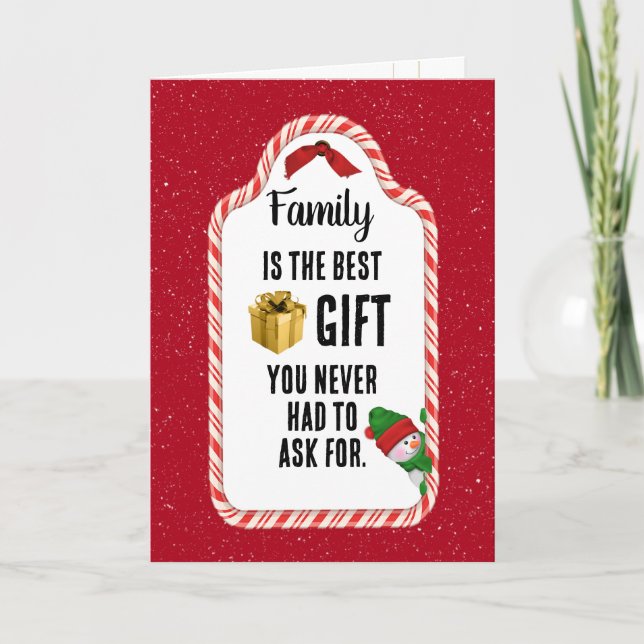 Julklappsetikett för familjen helgkort (Framsida)