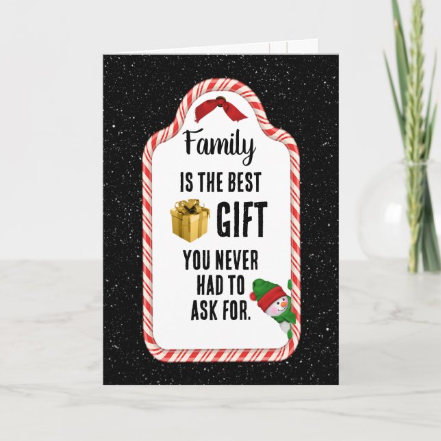 Julklappsetikett för familjen helgkort (Framsida)