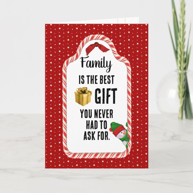 Julklappsetikett för familjen helgkort (Framsida)