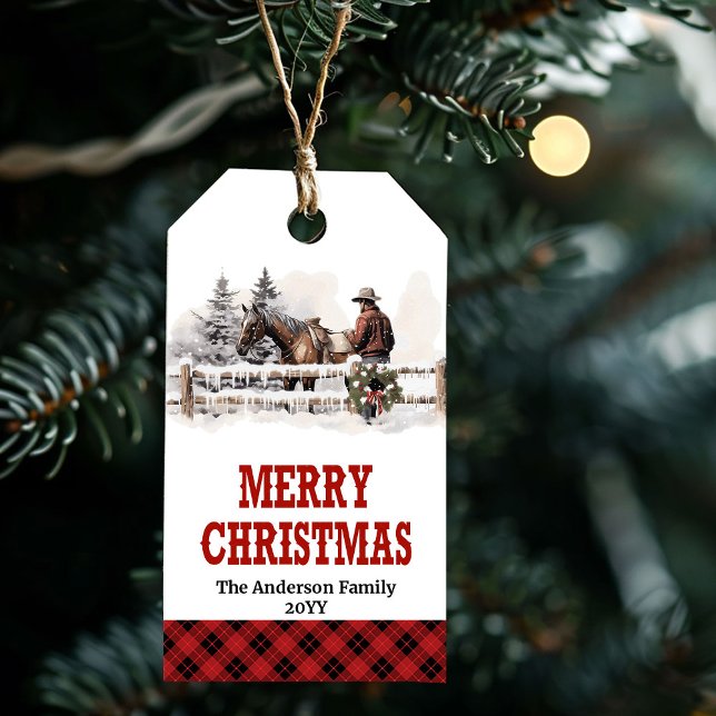 Julklappsetikett för lantlig bondgård, kan anpassa presentetikett (Country farmhouse Christmas tag editable custom)