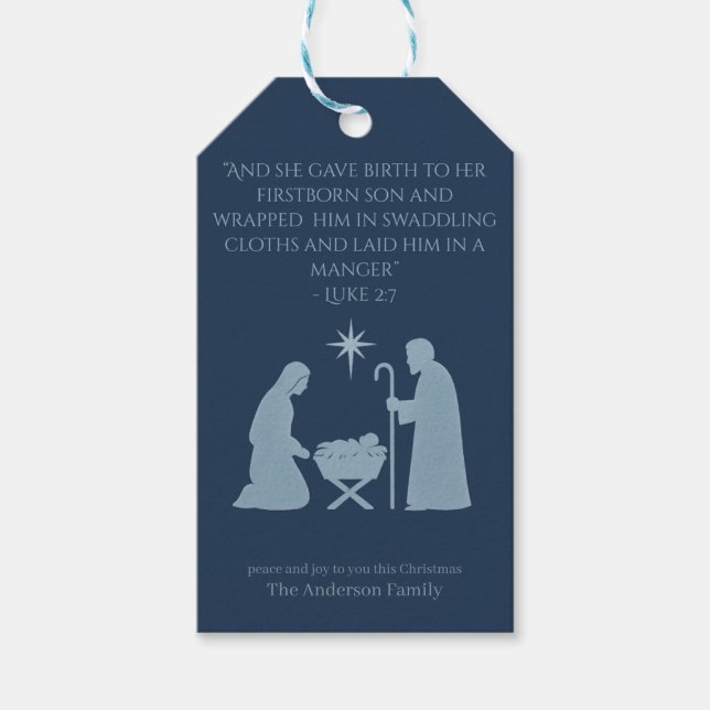 Julklappsetikett – Jesu födelse  Presentetikett (Framsidan)
