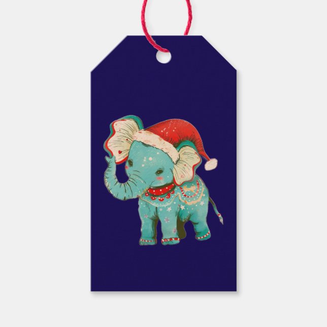 JULKLAPPSETIKETT JUL ELEFANT OCH MÄUS  PRESENTETIKETT (Framsidan)
