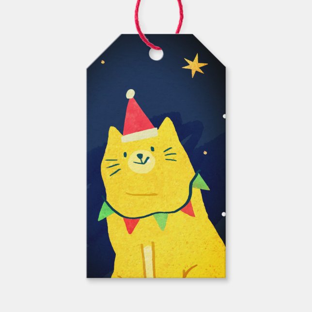 JULKLAPPSETIKETT KATT I NATT HIMLEN PRESENTETIKETT (Framsidan)