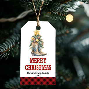 Julklappsetikett med hästsko och anpassat namn för presentetikett