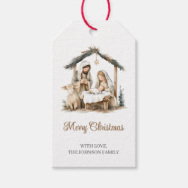 Julklappsetiketter med Jesu födelse-motiv Presentetikett