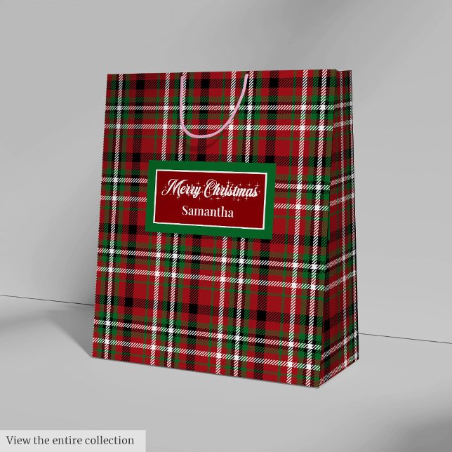 Julklappsidéer Röd Grön Holiday Plaid  (Christmas Gift Bag Ideas Red Green Holiday Plaid )