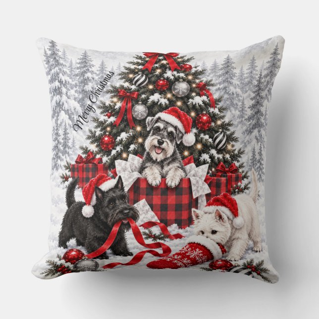 Julklappskaos Scottie Schnauzer West Kudde (Framsida)